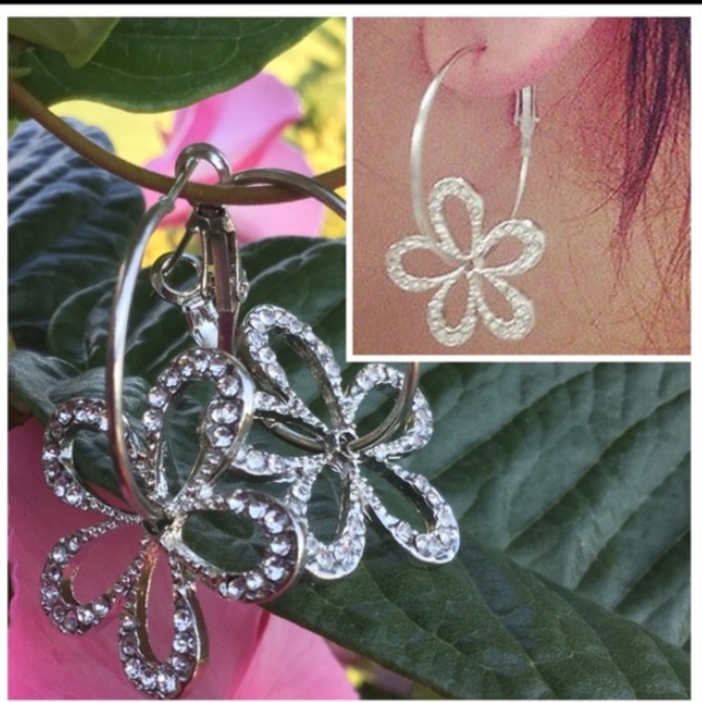 ❤️HOST PICK❤️Slider Flower Rhinestone Earrings🌷